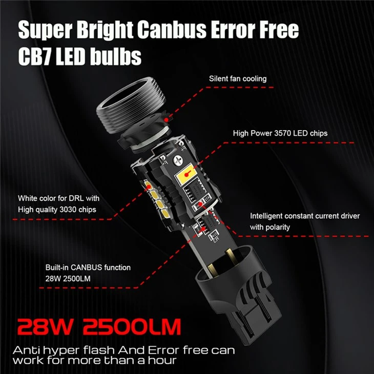 White/amber Switchback 28W LED Bulbs Error Free Canbus 3157