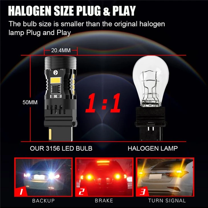 White/amber Switchback 28W LED Bulbs Error Free Canbus 3157